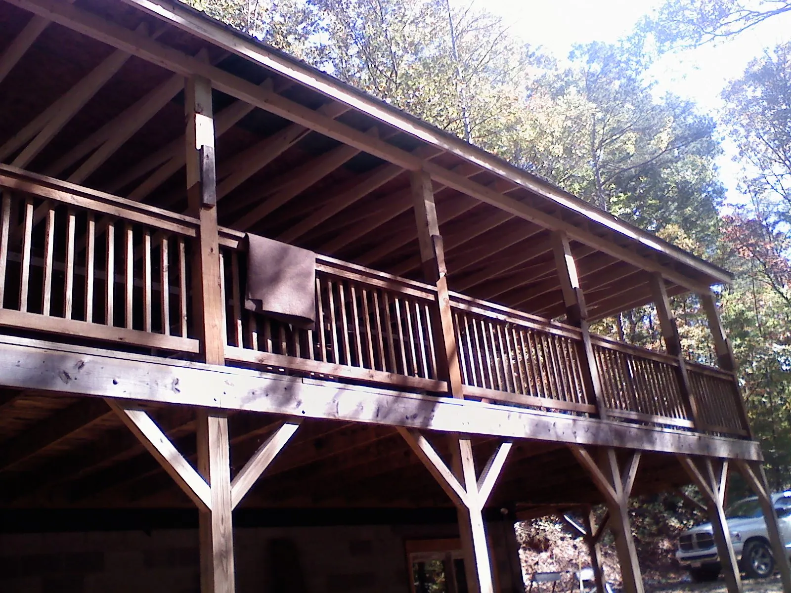 Timber framing under a new elevated porch and deck — Roof Leak Repair in Exton by Roofing Brothers